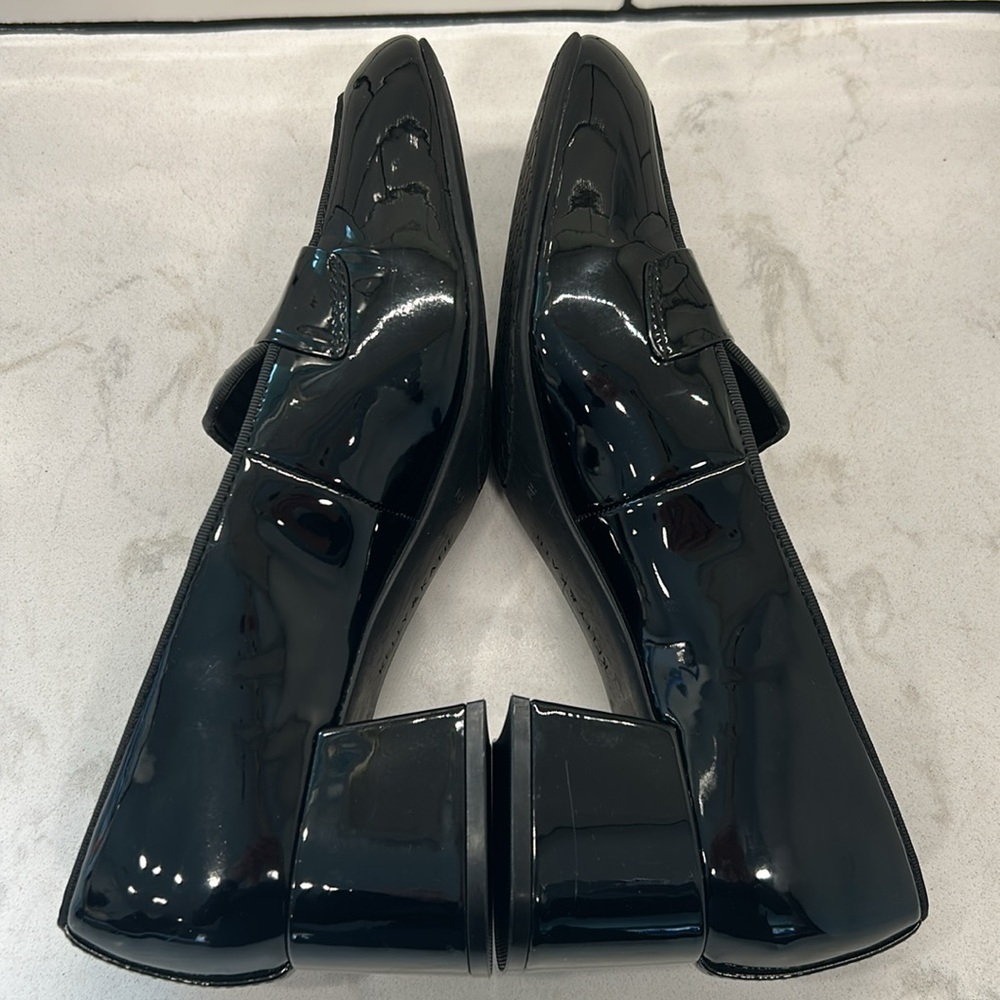 Kelly & Katie Payln Loafer Black Glossy Platform Heel Slip On Academia Office - Picture 8 of 16